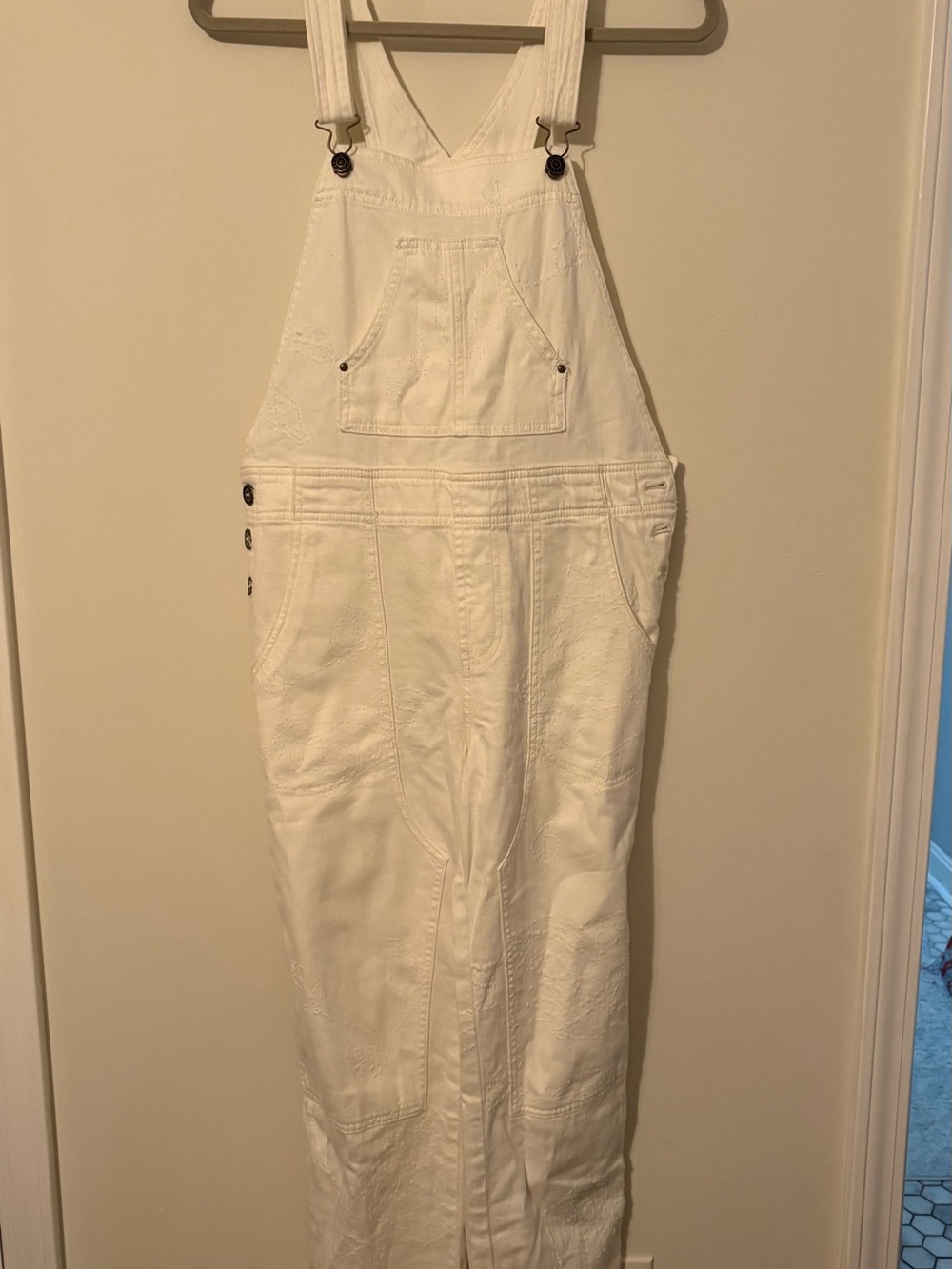 Pilcro Cream Denim Pinafore Dress